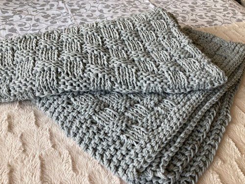 Knitting pattern ~  Chunky Basket Weave Blanket / Sofa Throw ~ ENGLISH ~ PDF Download
