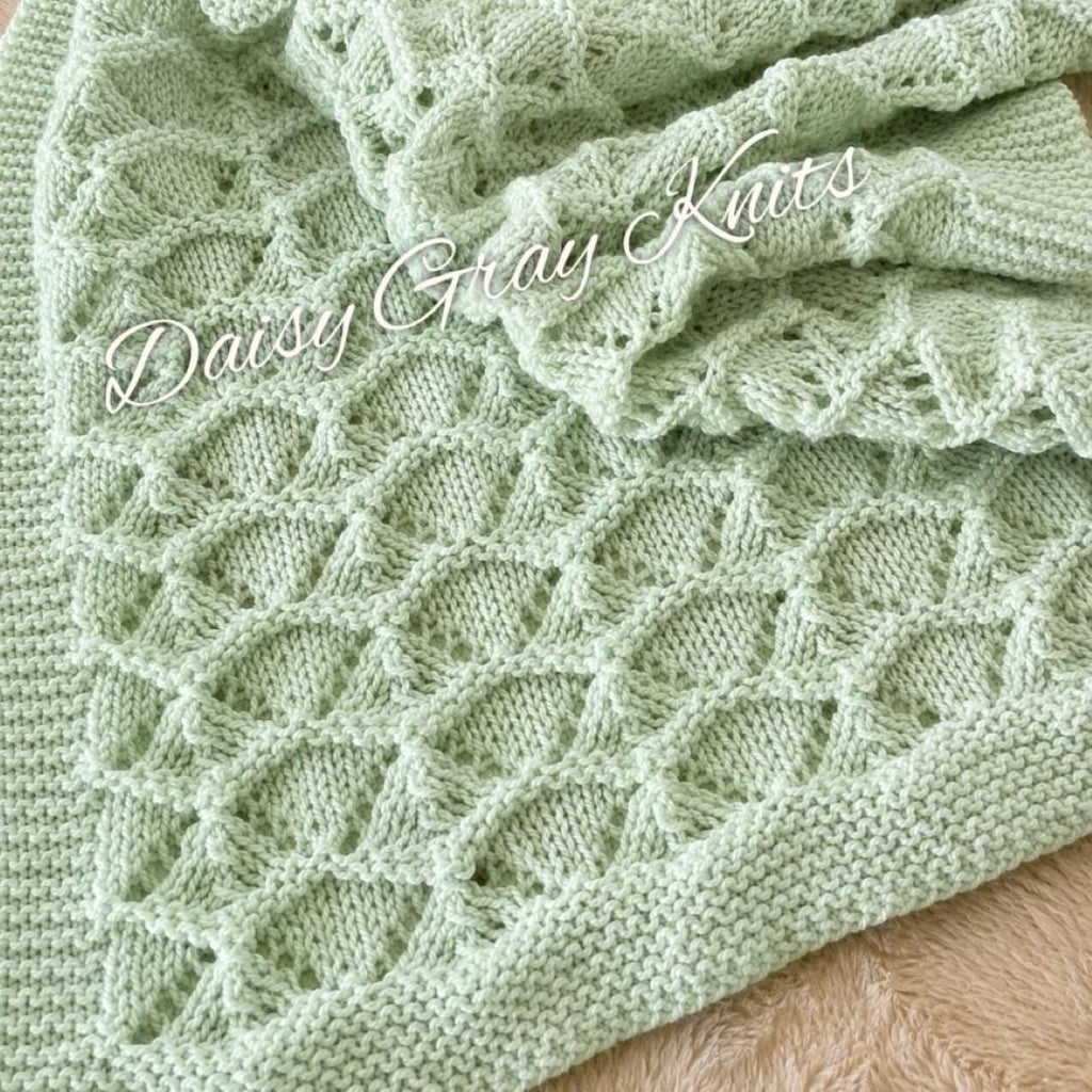 Knitting pattern ~ Dara Baby Blanket in DK Yarn ~ ENGLISH ~ PDF Download