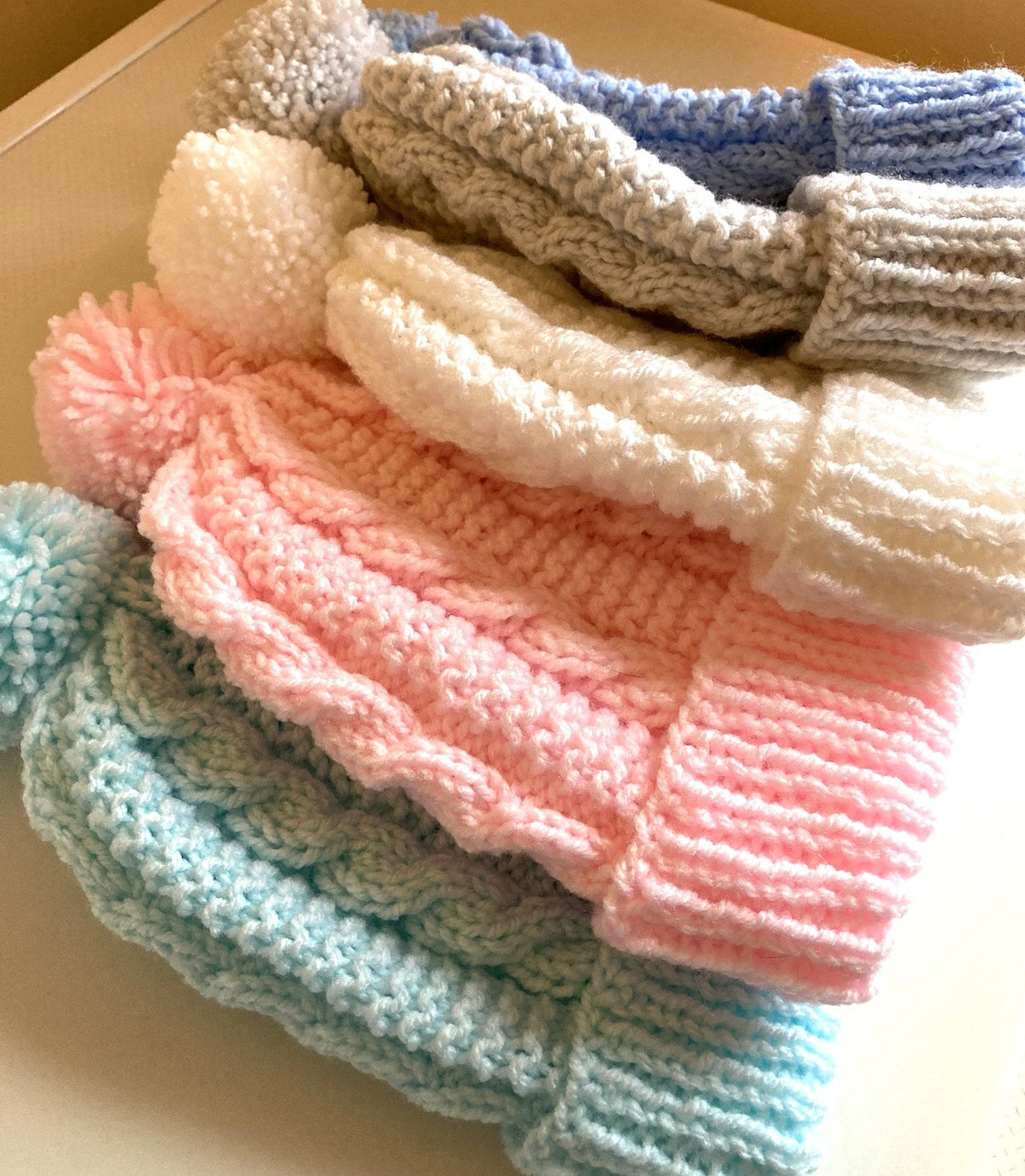 Knitting pattern ~ Cables & Garter Pom-Pom Hat ~ Ladies ~Knitting pattern ~ ENGLISH ~ PDF Download