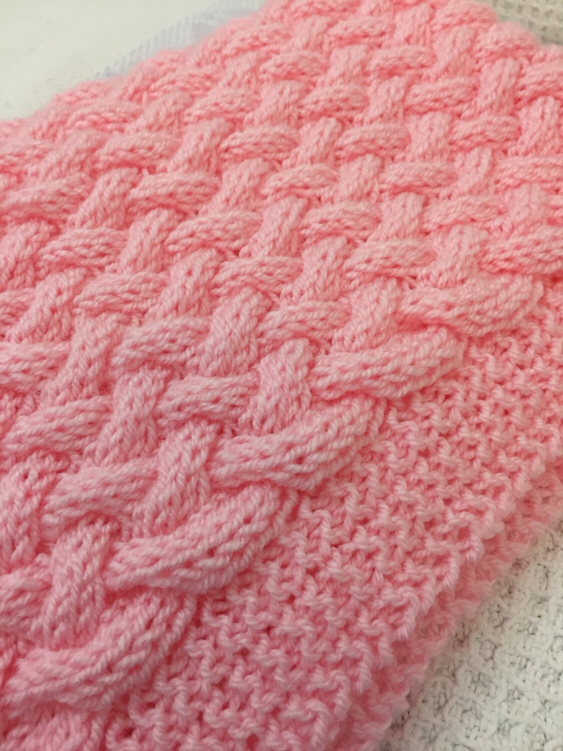 Knitting Pattern ~ Wicker Basketweave ~ Baby Blanket ~ Multiple Sizes ~ ENGLISH ~  PDF Download
