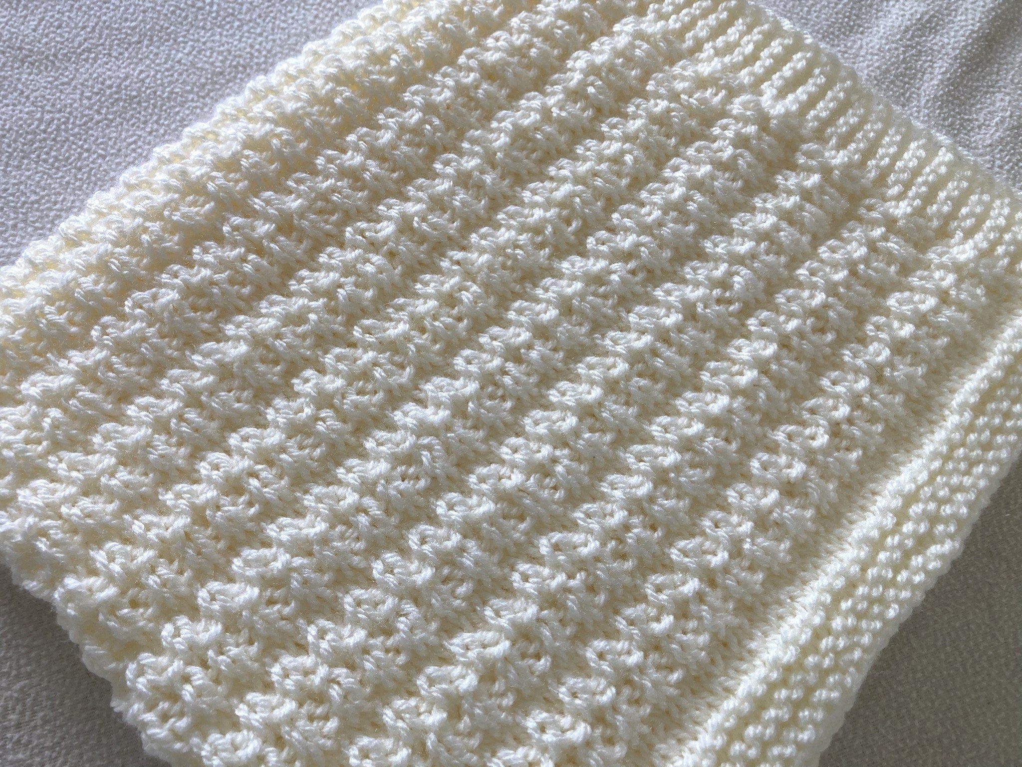 Knitting pattern ~ Meya Baby Blanket ~ Reversible Design ~ Aran Yarn ~ ENGLISH ~  PDF Download