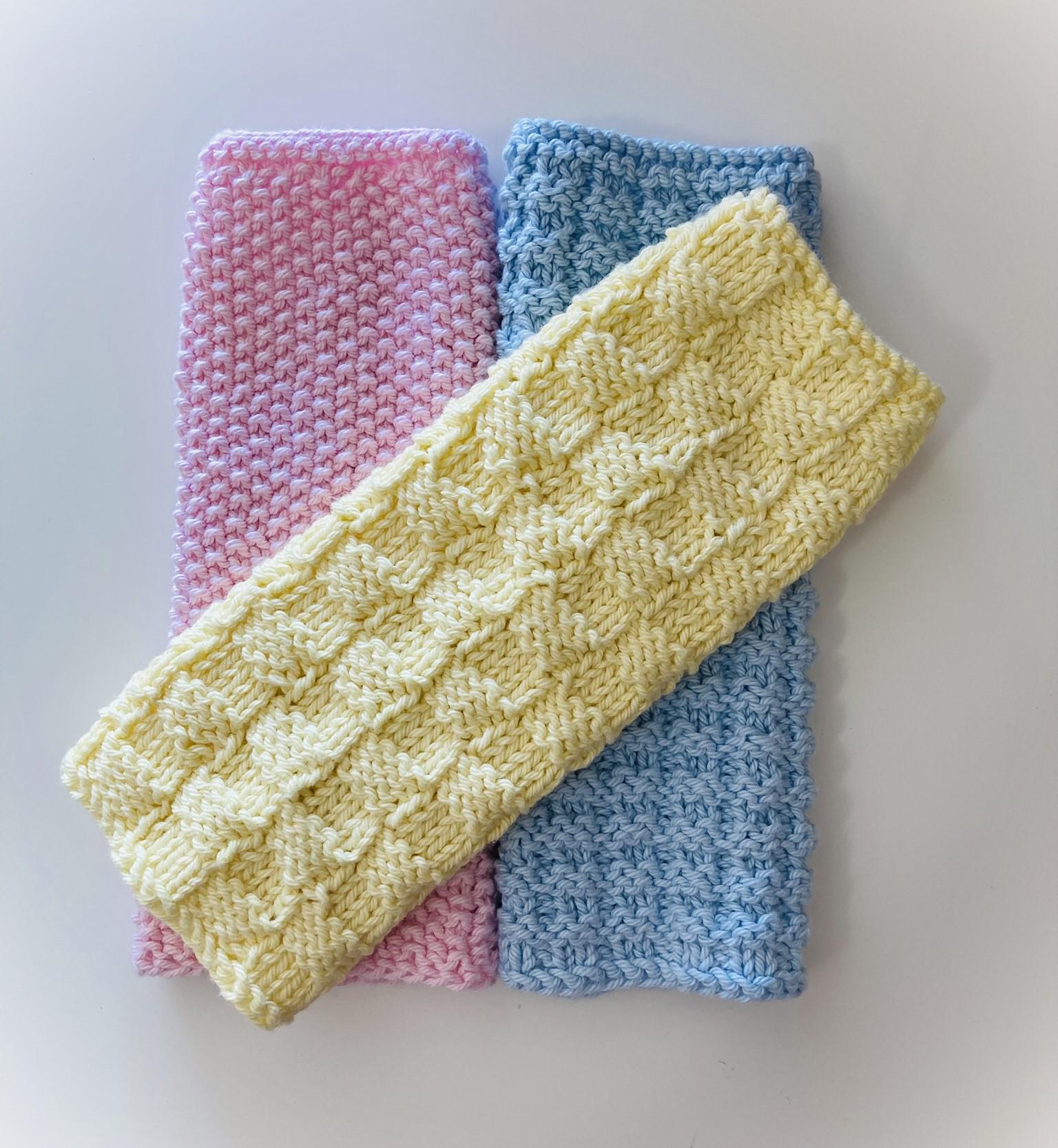 Knitting pattern ~  Cotton Kitchen Cloths / Dishcloths ~ 3 Designs ~ ENGLISH ~  PDF Download