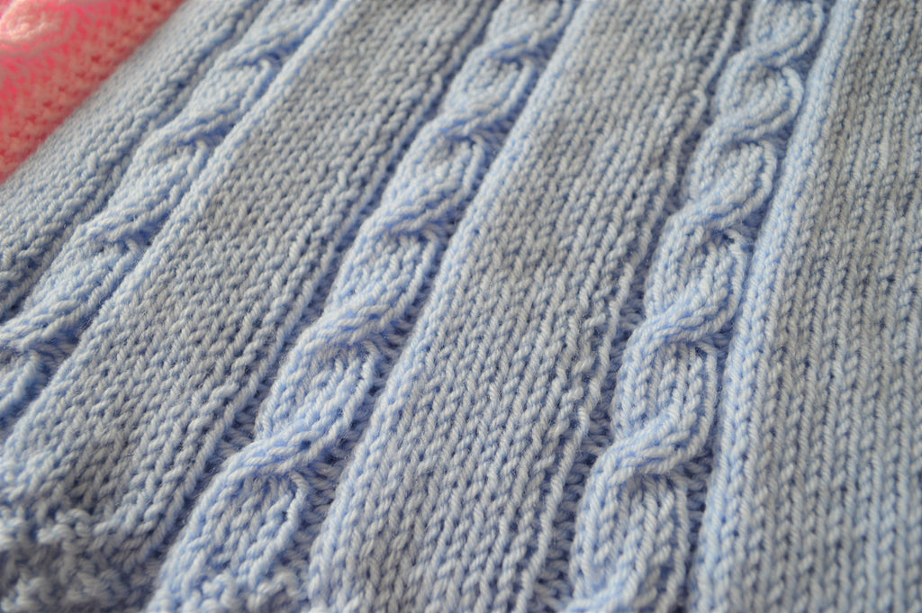 Knitting pattern ~ Cable Baby Blankets ~ Two simple designs in DK yarn ~ ENGLISH PDF Download