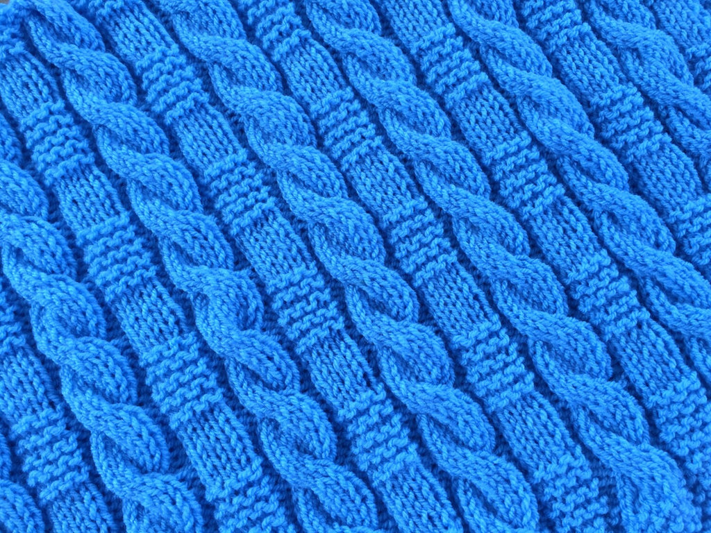 Knitting pattern ~ Cable & Garter Stitch Baby Blanket  ~ ENGLISH ~  PDF Download