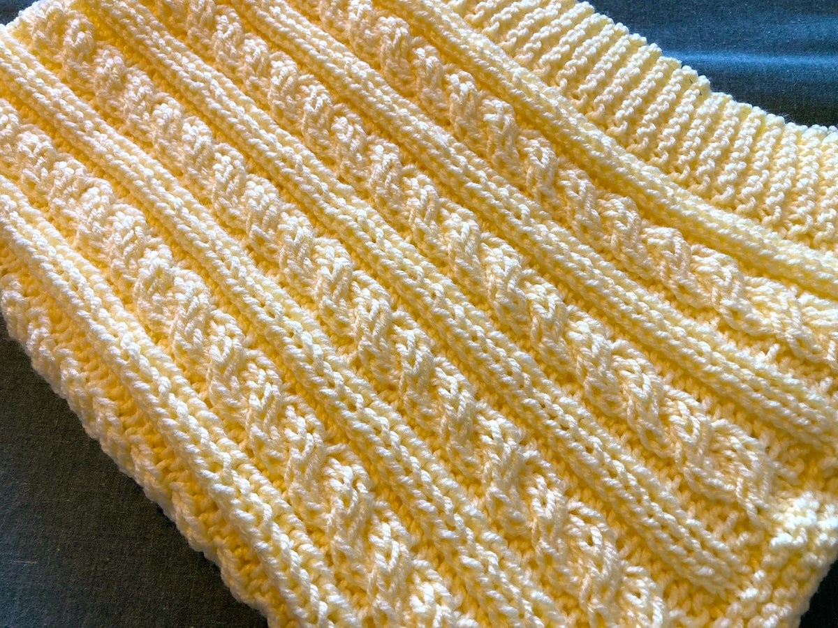 Knitting pattern ~ Easy Cable Baby Blanket in Aran or Chunky yarn ~ ENGLISH ~ PDF Download