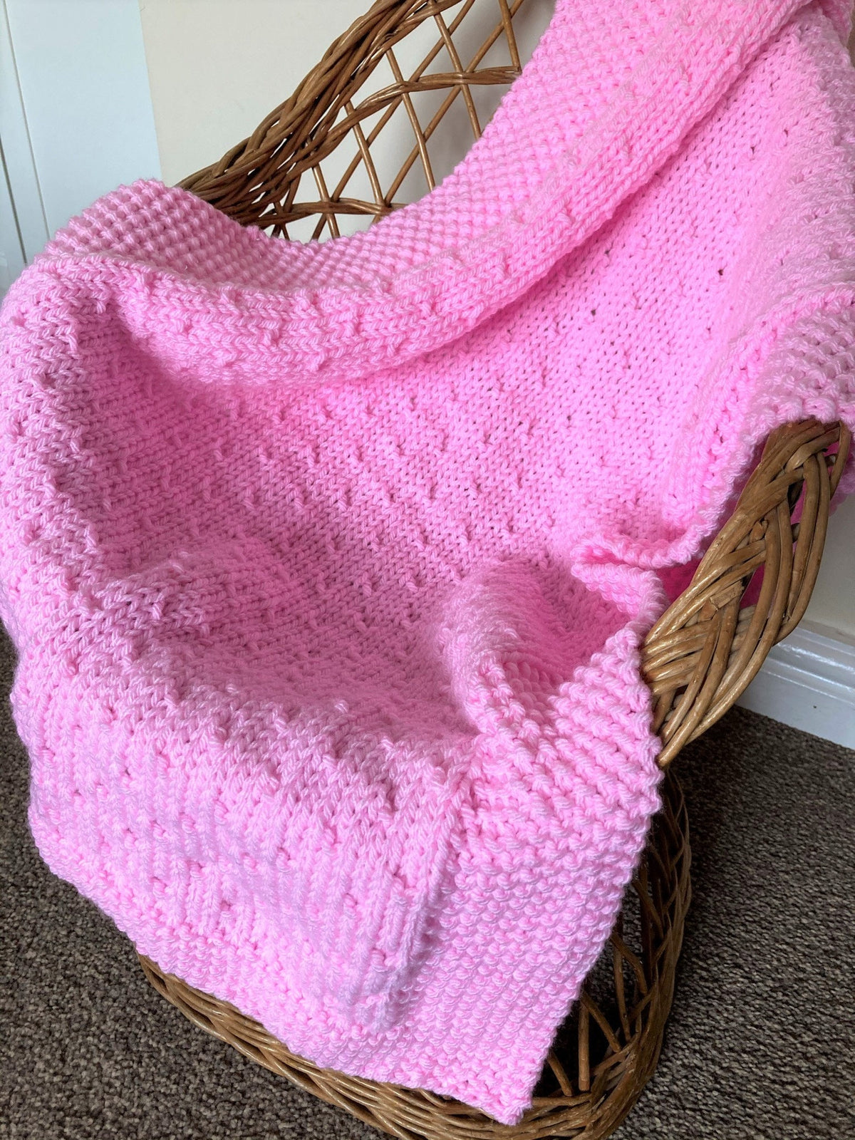 Knitting pattern ~ Moss & Seed Baby Blanket ~ Easy , Quick Knit ~ ENGLISH ~ PDF Download
