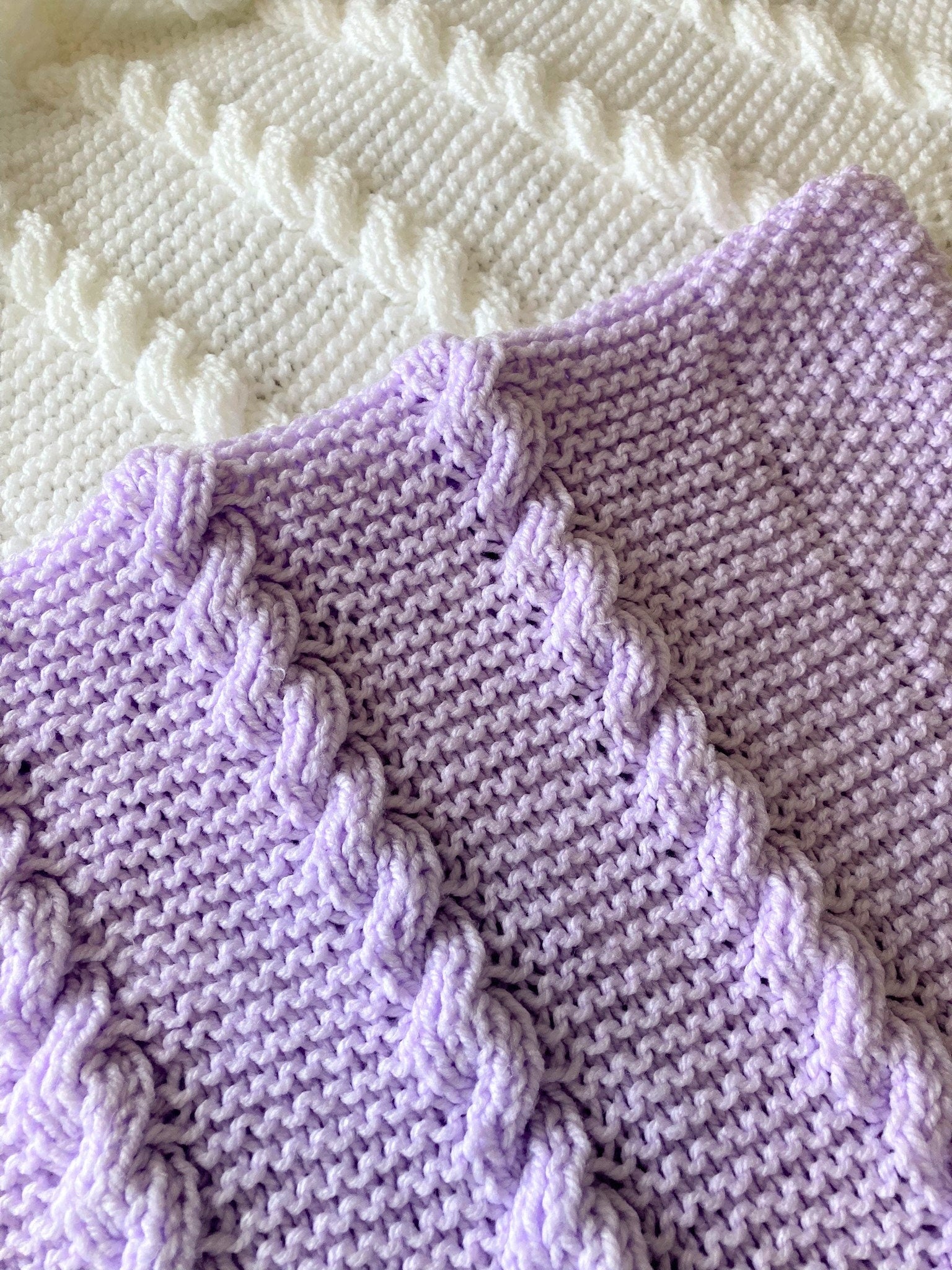 Knitting pattern ~ Reversible Cable Baby Blanket ~Easy to Knit ~ ENGLISH ~  PDF Download