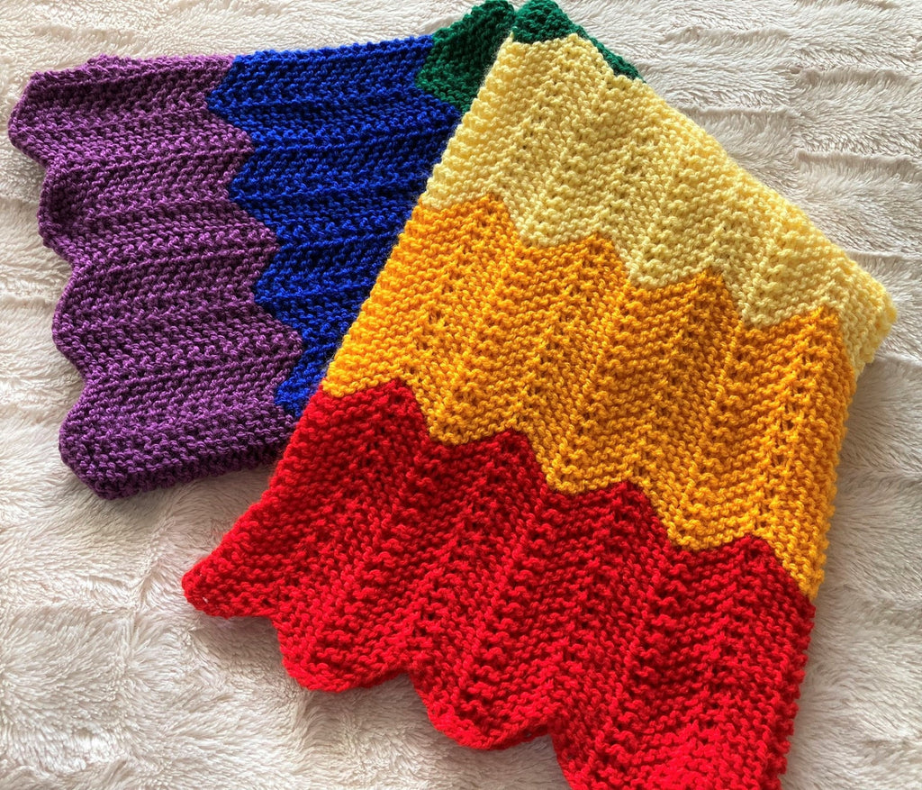 Knitting pattern ~ Rainbow Baby Blanket  ~ ENGLISH ~ PDF Download