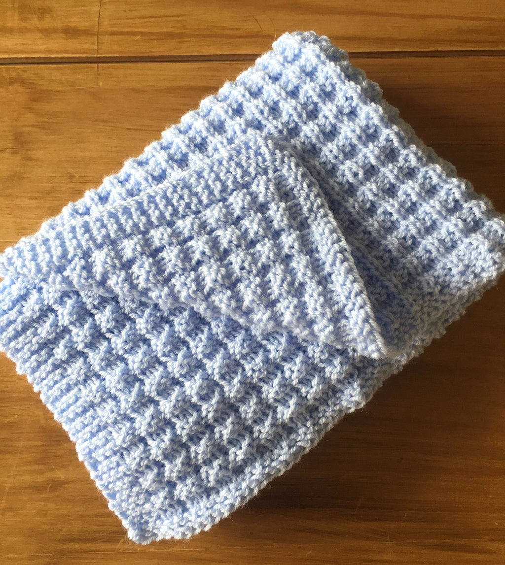 Knitting pattern ~ Simple Waffle Baby Blanket Pattern ~ENGLISH ~ PDF Download