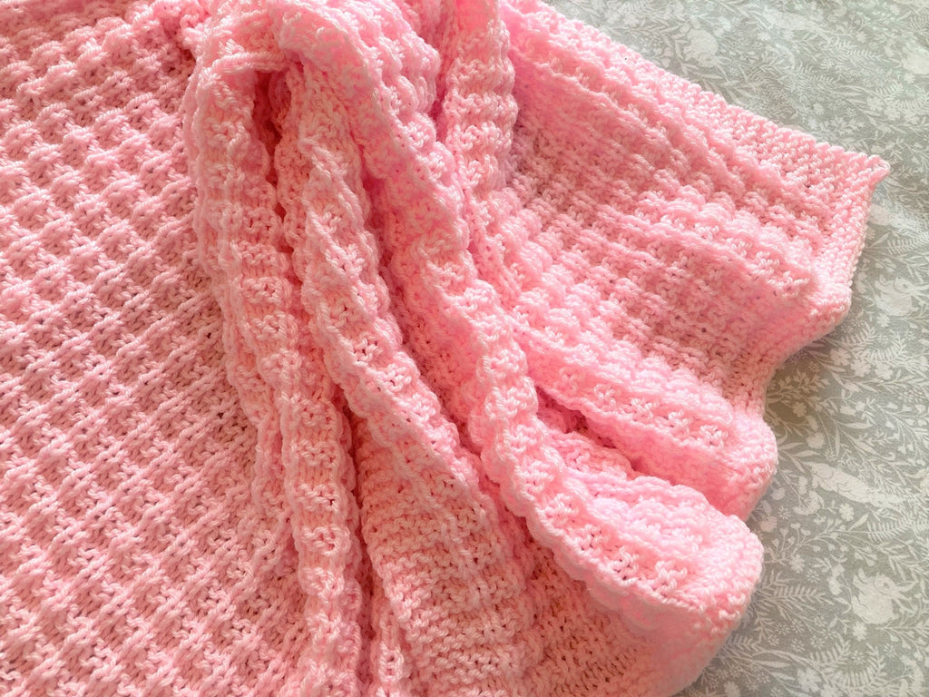 Knitting pattern ~ Simple Waffle Baby Blanket Pattern ~ENGLISH ~ PDF Download