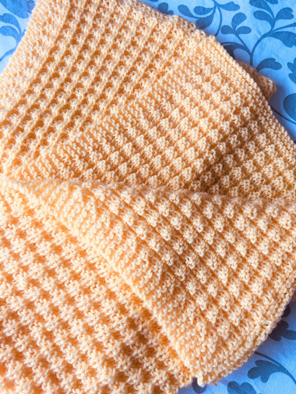 Knitting pattern ~ Simple Waffle Baby Blanket Pattern ~ENGLISH ~ PDF Download