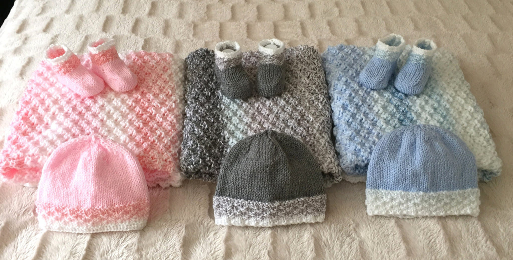 Knitting pattern ~ Colour Change New Baby Blanket Set ~ ENGLISH ~ PDF Download