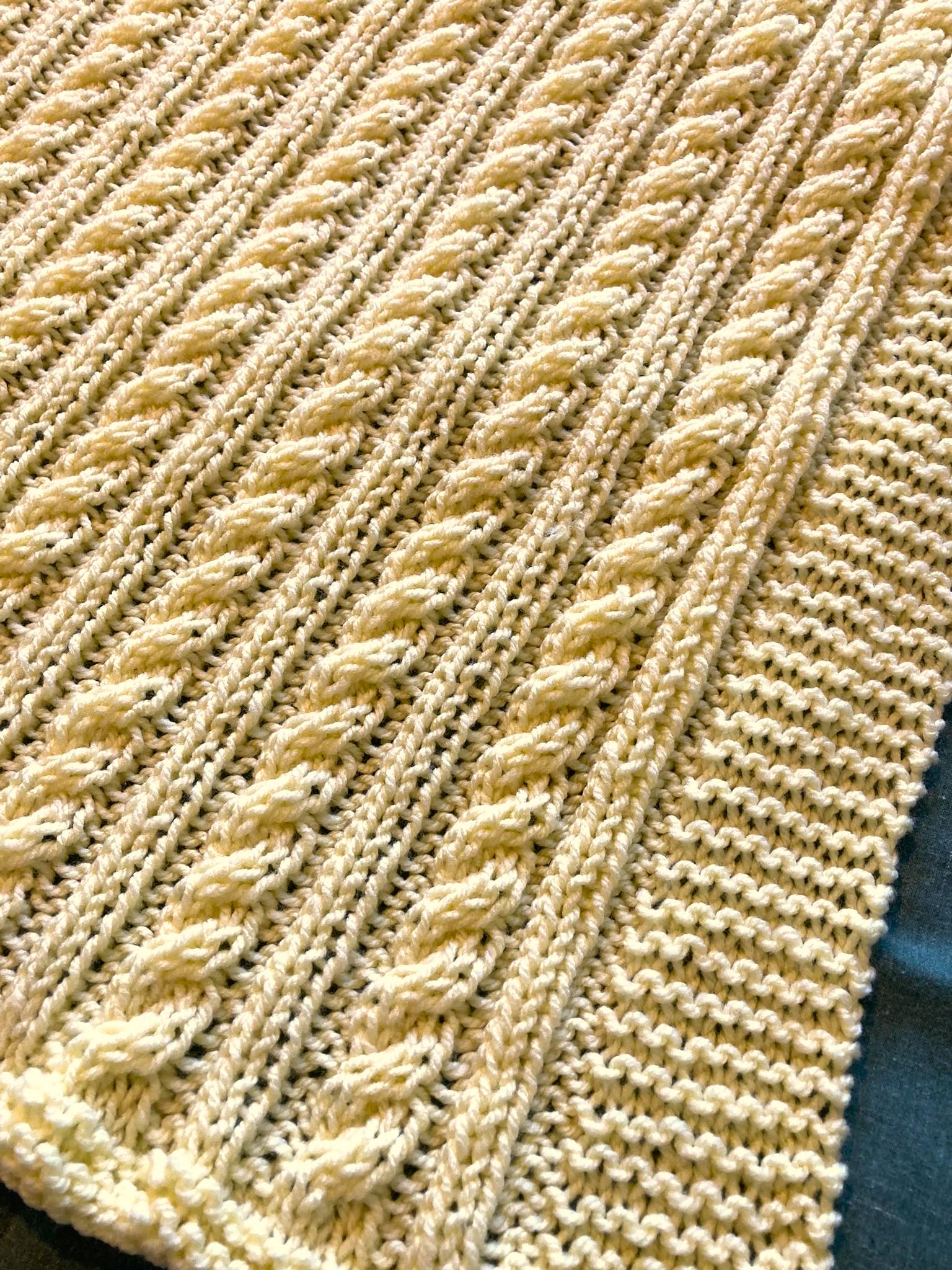 Knitting pattern ~ Easy Cable Baby Blanket in Aran or Chunky yarn ~ ENGLISH ~ PDF Download