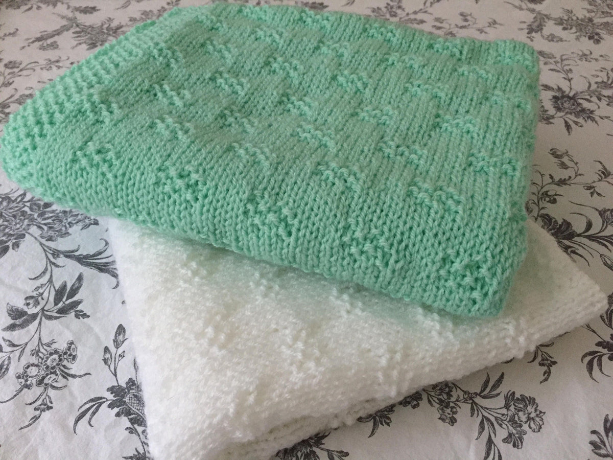 Knitting pattern ~ Moss Checks Baby Blanket ~ ENGLISH ~  PDF Download