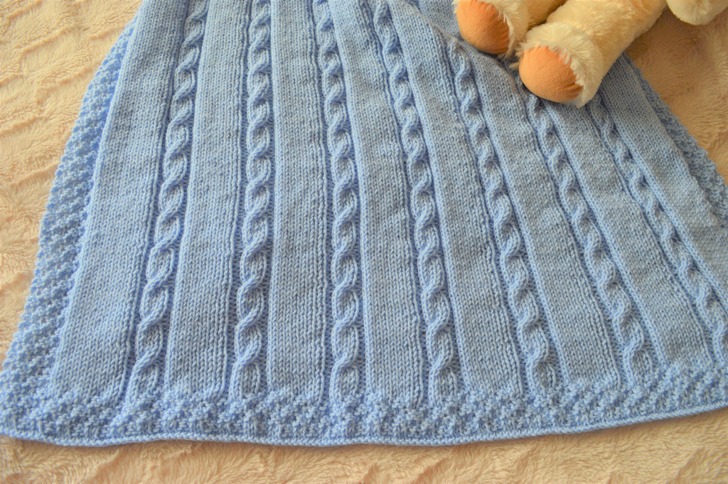 Knitting pattern ~ Cable Baby Blankets ~ Two simple designs in DK yarn ~ ENGLISH PDF Download
