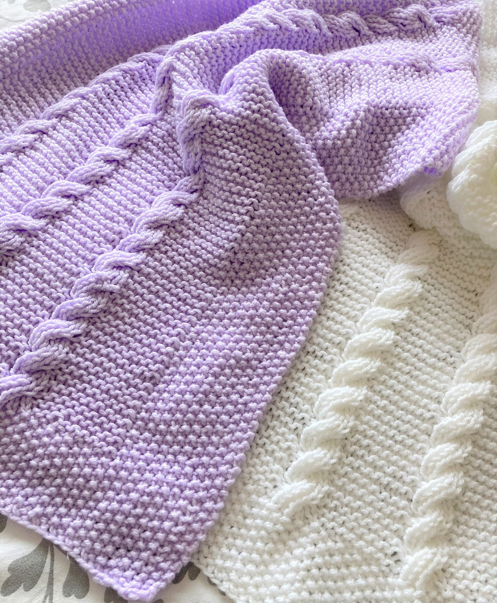 Knitting pattern ~ Reversible Cable Baby Blanket ~Easy to Knit ~ ENGLISH ~  PDF Download