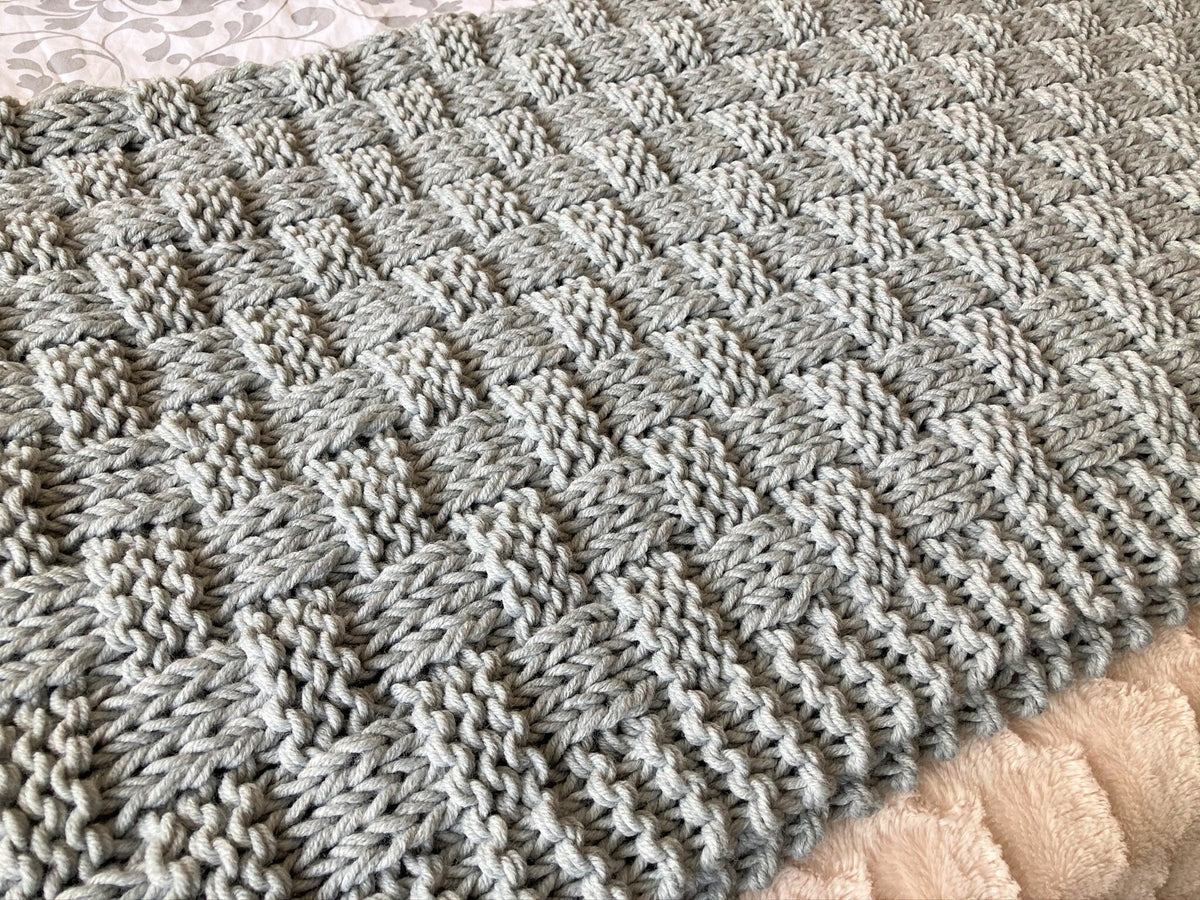 Knitting pattern ~  Chunky Basket Weave Blanket / Sofa Throw ~ ENGLISH ~ PDF Download
