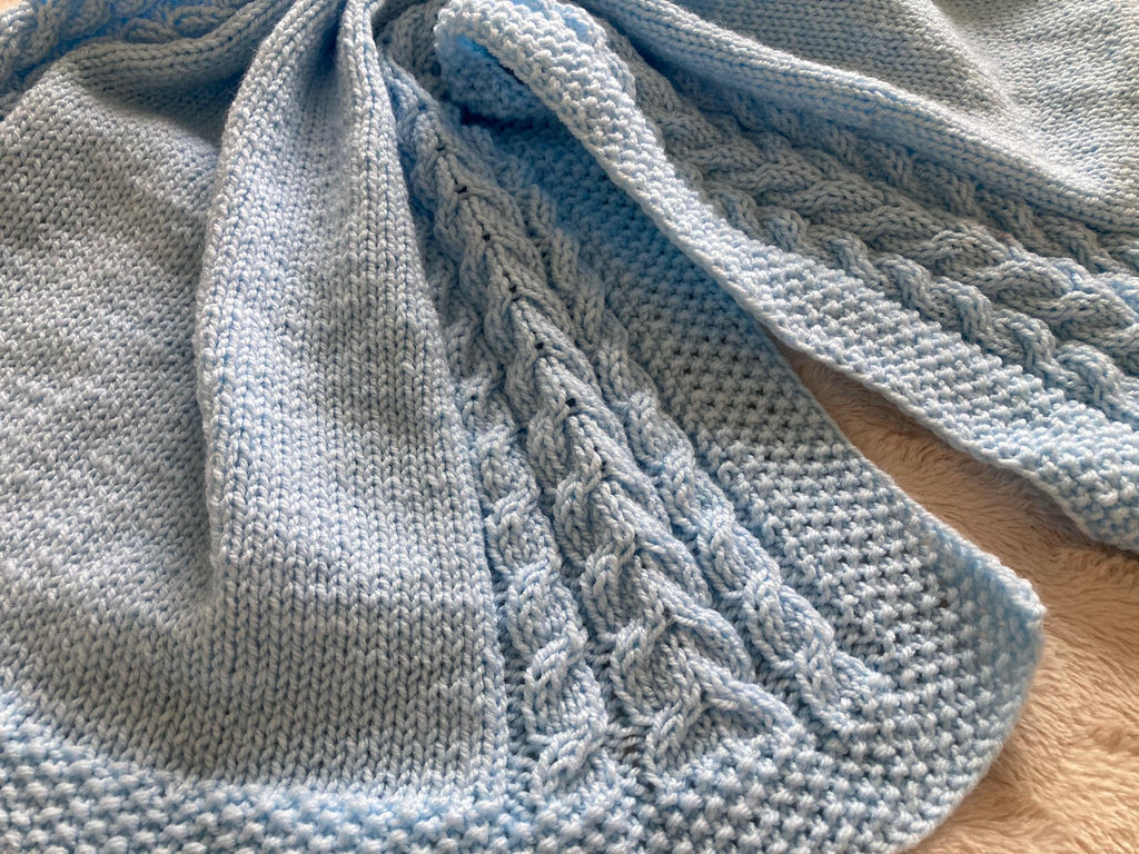 Knitting pattern ~ Leo Baby Blanket ~ Cable Design ~ ENGLISH ~ PDF Download