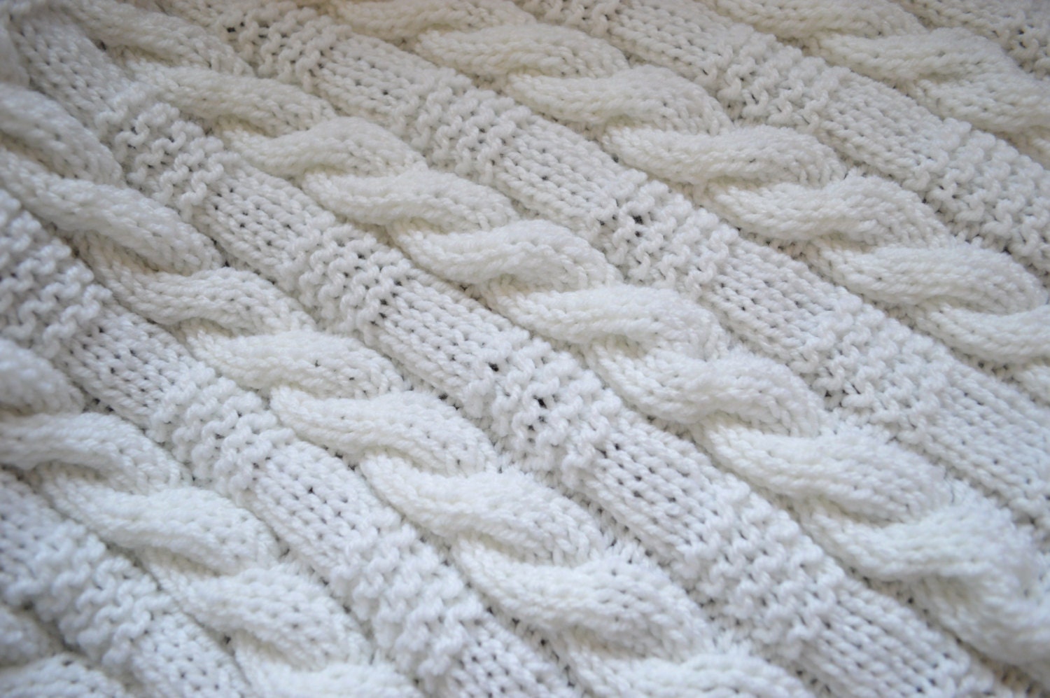 Knitting pattern ~ Cable & Garter Stitch Baby Blanket  ~ ENGLISH ~  PDF Download