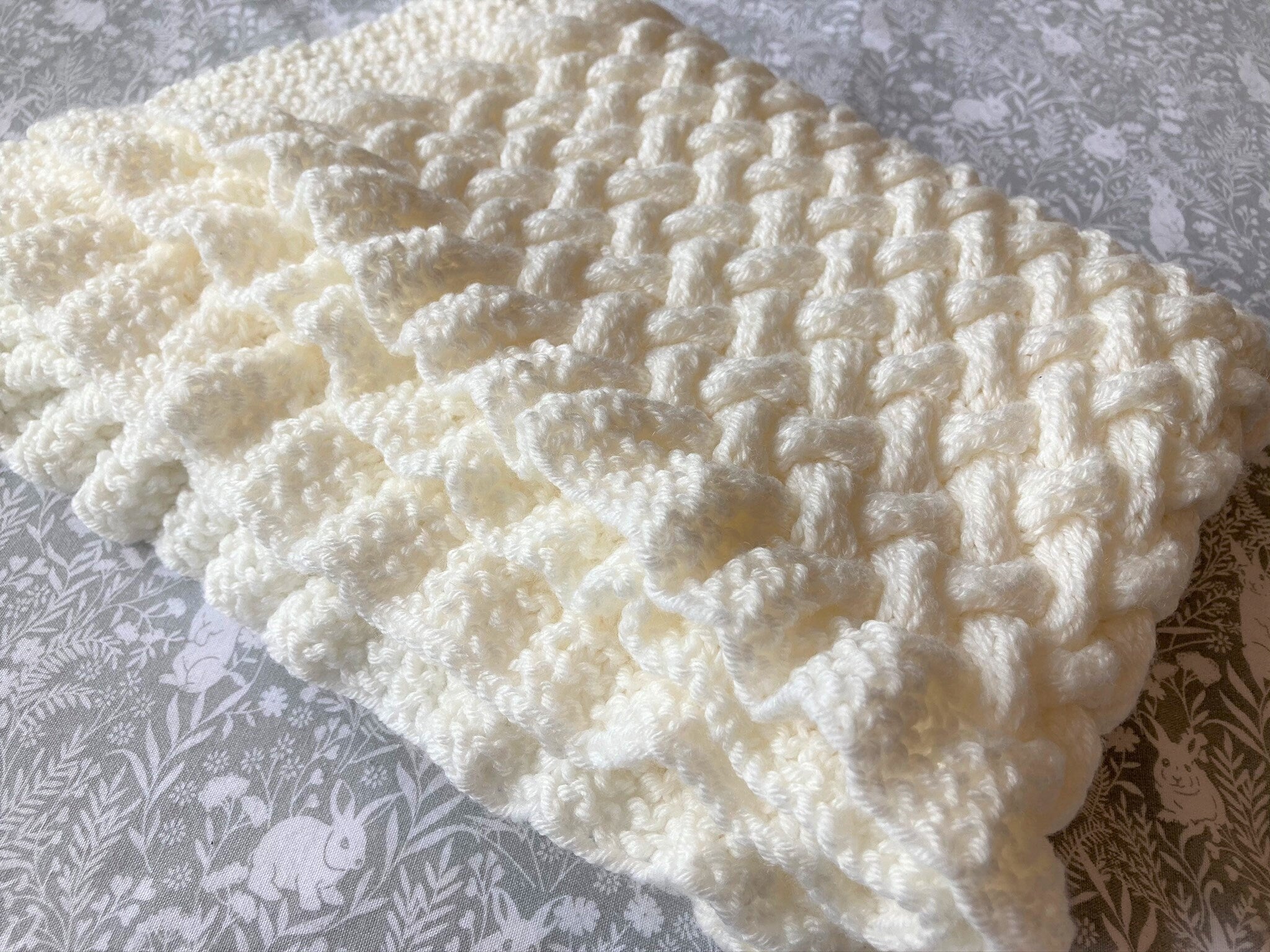 Knitting Pattern ~ Wicker Basketweave ~ Baby Blanket ~ Multiple Sizes ~ ENGLISH ~  PDF Download