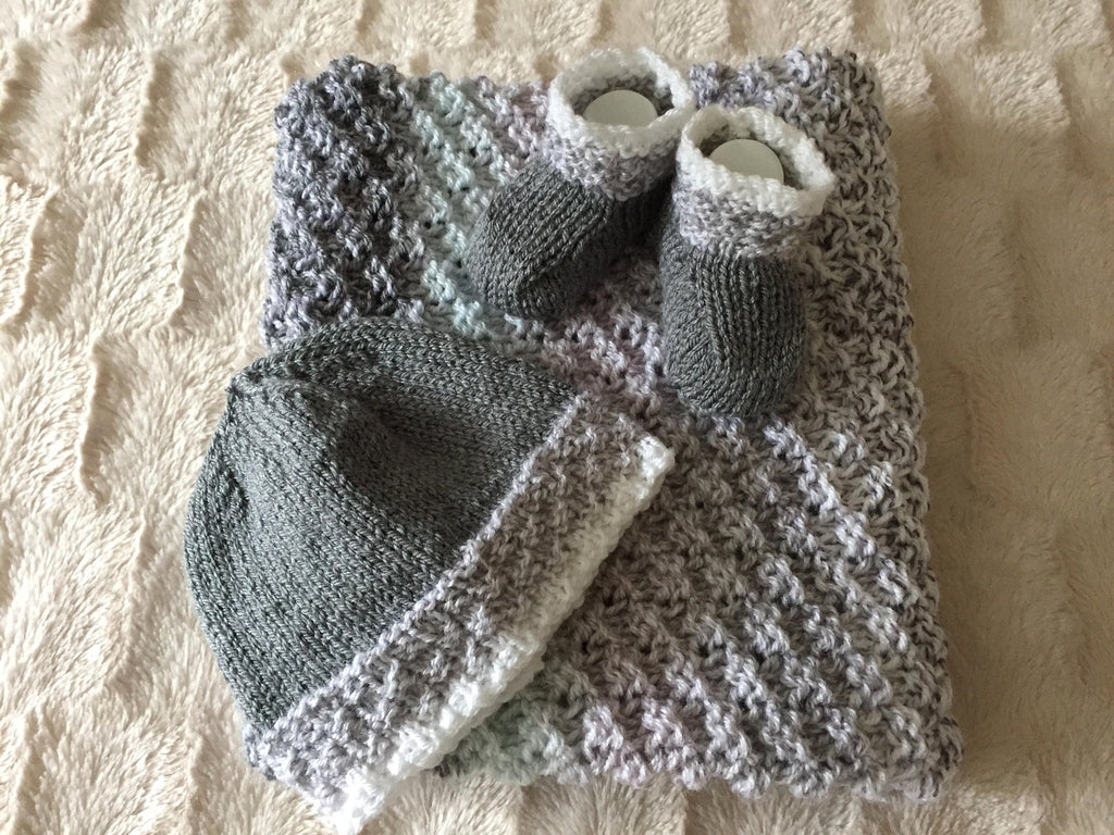 Knitting pattern ~ Colour Change New Baby Blanket Set ~ ENGLISH ~ PDF Download