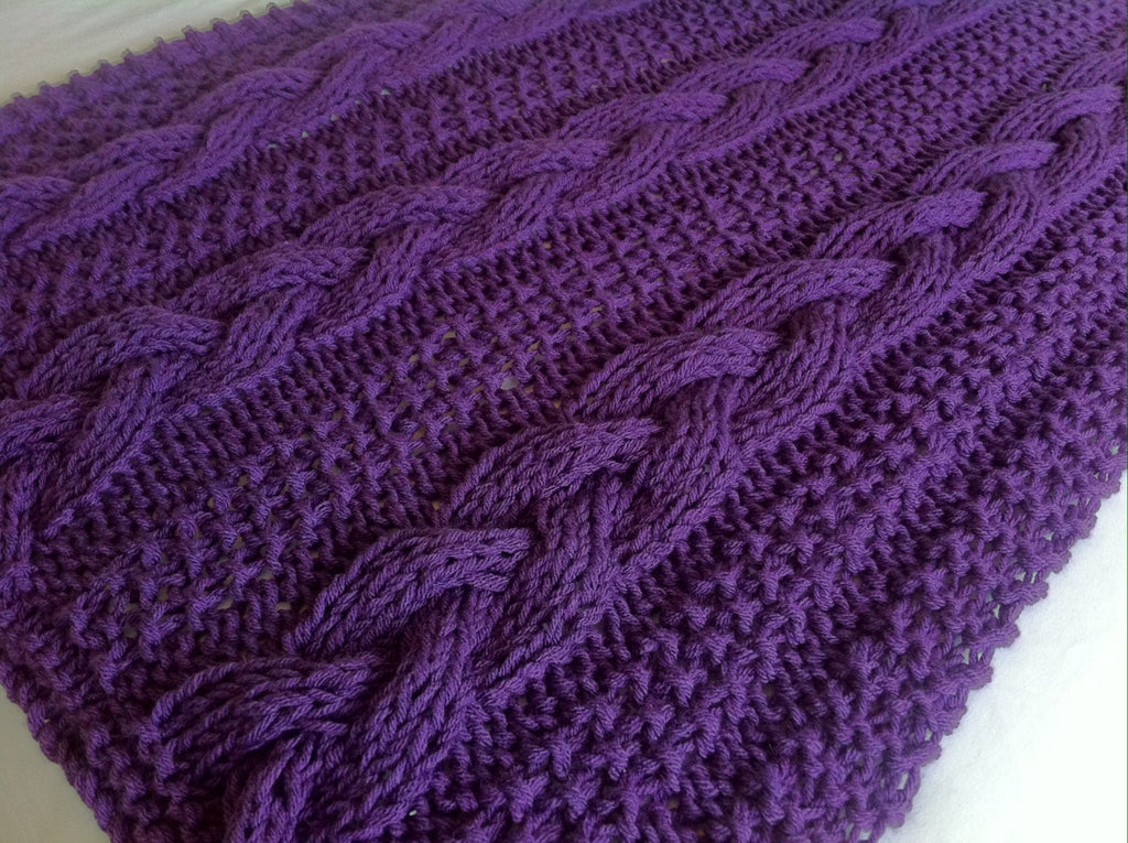 Knitting pattern ~ Braided Cable Chunky Blanket / Throw ~ ENGLISH ~ PDF Download