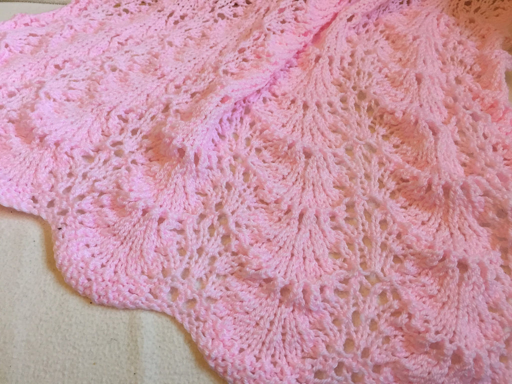 Knitting pattern ~ Shells & Lace Baby Blanket ~ ENGLISH ~ PDF Download