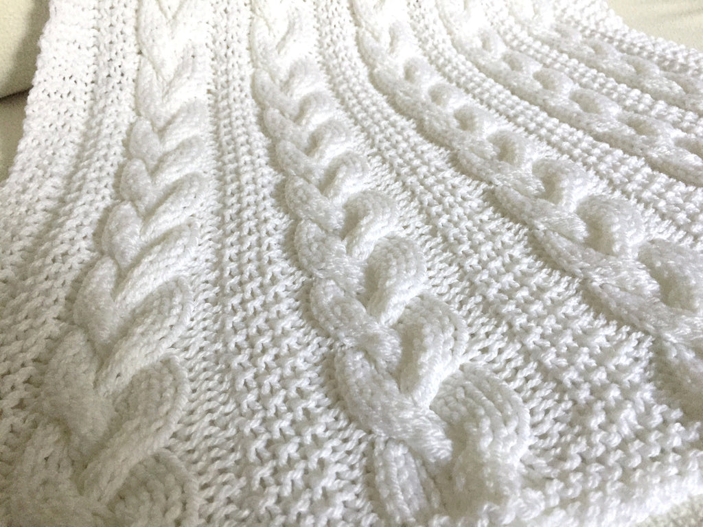 Knitting pattern ~ Braided Cable Baby Blanket ~  ENGLISH ~ PDF Download