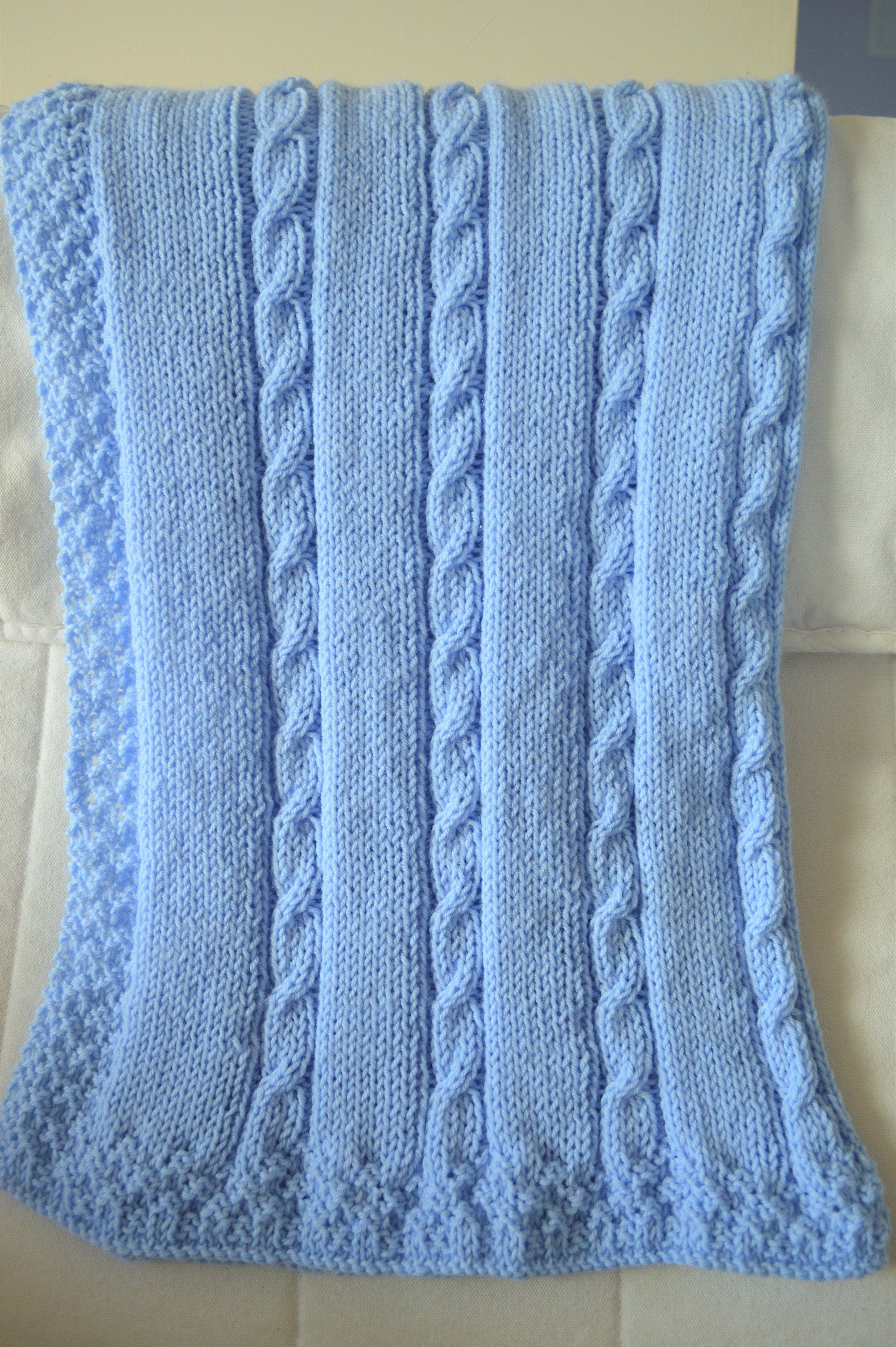 Knitting pattern ~ Cable Baby Blankets ~ Two simple designs in DK yarn ~ ENGLISH PDF Download