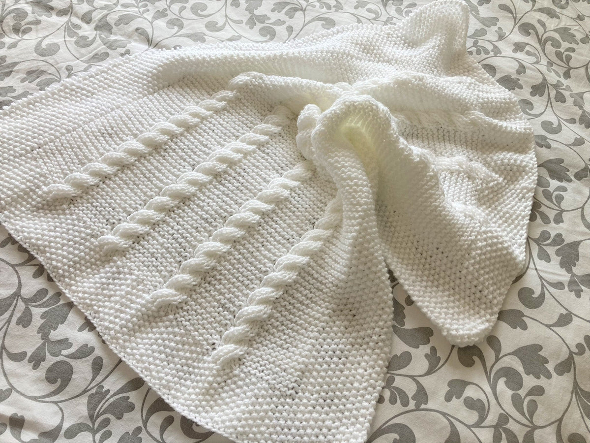 Knitting pattern ~ Reversible Cable Baby Blanket ~Easy to Knit ~ ENGLISH ~  PDF Download