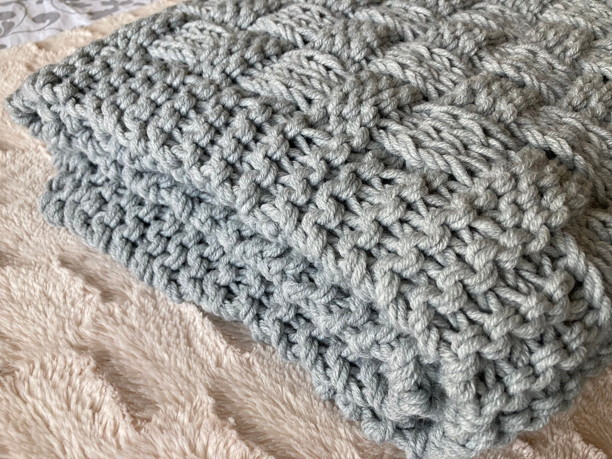 Knitting pattern ~  Chunky Basket Weave Blanket / Sofa Throw ~ ENGLISH ~ PDF Download