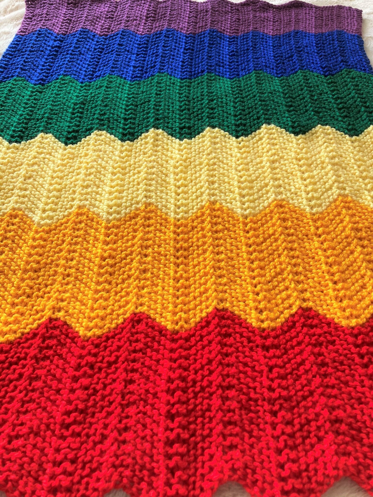 Knitting pattern ~ Rainbow Baby Blanket  ~ ENGLISH ~ PDF Download