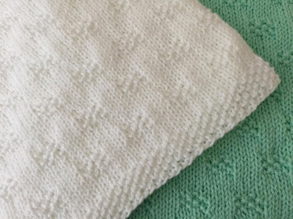 Knitting pattern ~ Moss Checks Baby Blanket ~ ENGLISH ~  PDF Download