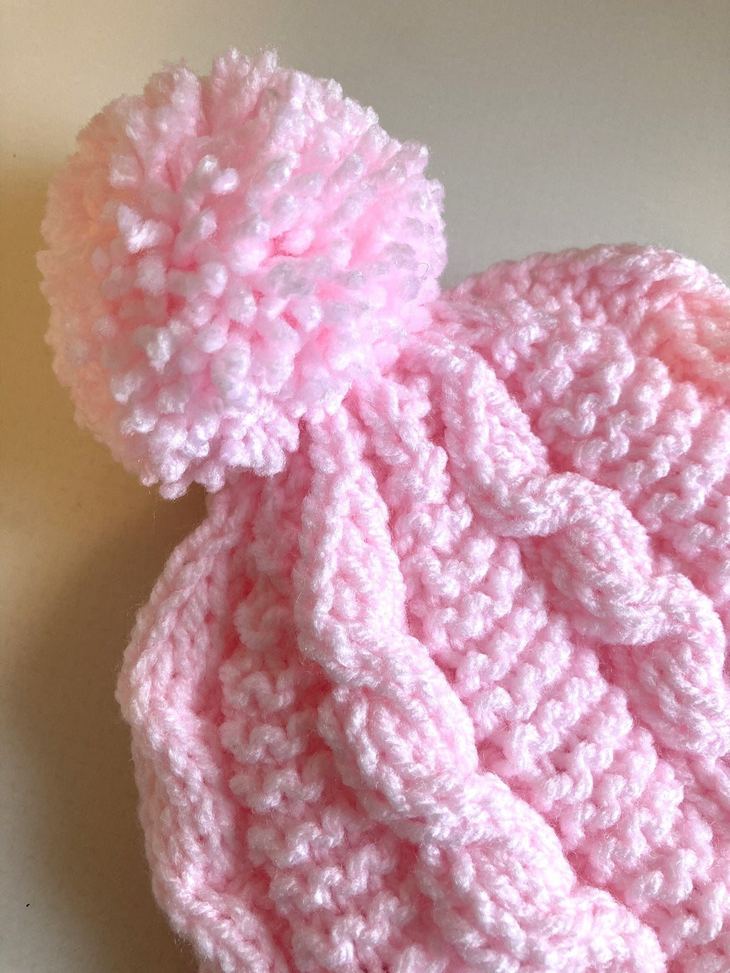Knitting pattern ~ Cables & Garter Pom-Pom Hat ~ Ladies ~Knitting pattern ~ ENGLISH ~ PDF Download