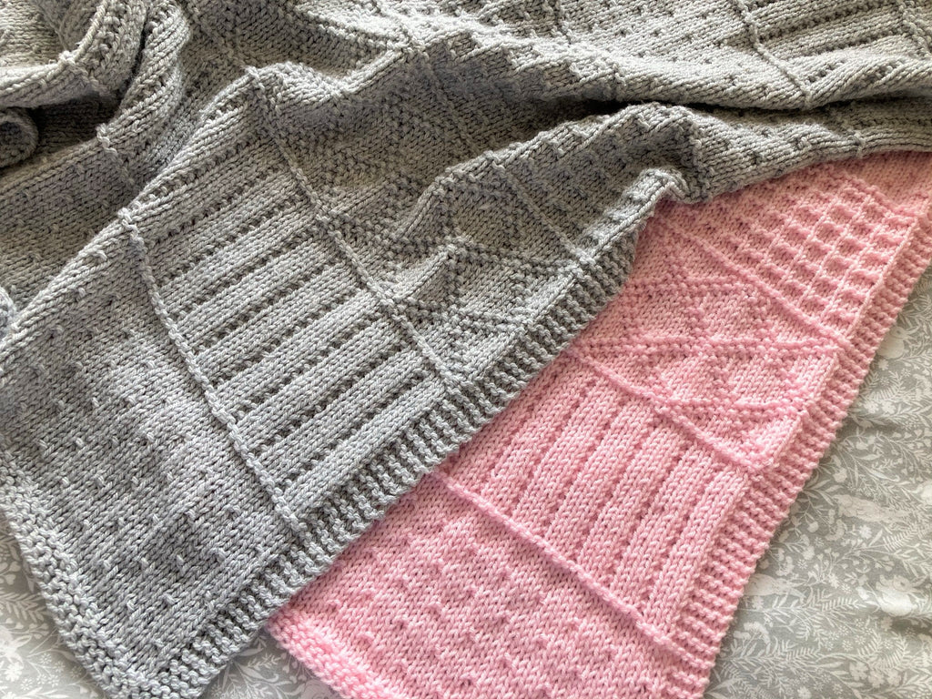 Knitting pattern ~ Easy Sampler Baby Blanket in DK Yarn ~ ENGLISH ~ PDF Download