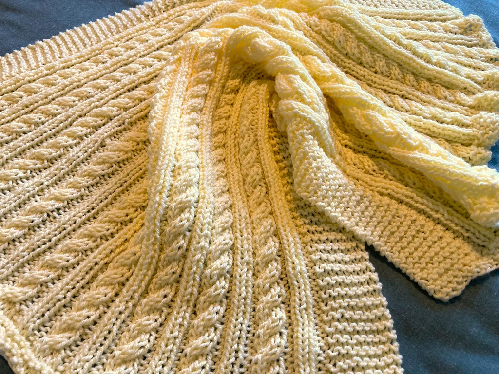 Knitting pattern ~ Easy Cable Baby Blanket in Aran or Chunky yarn ~ ENGLISH ~ PDF Download