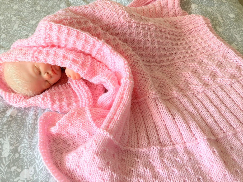 Knitting pattern ~ Easy Sampler Baby Blanket in DK Yarn ~ ENGLISH ~ PDF Download