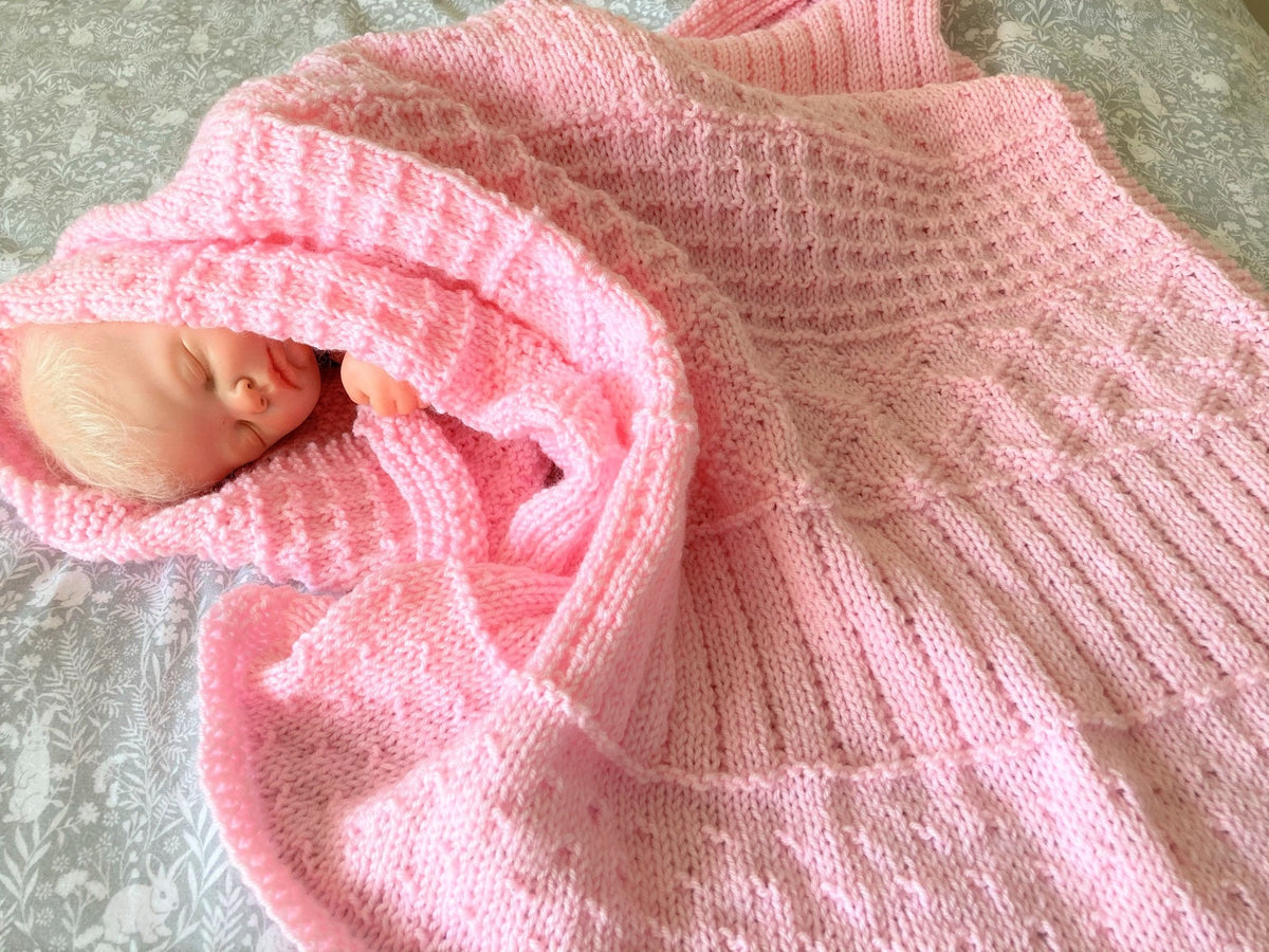Knitting pattern ~ Easy Sampler Baby Blanket in DK Yarn ~ ENGLISH ~ PDF Download
