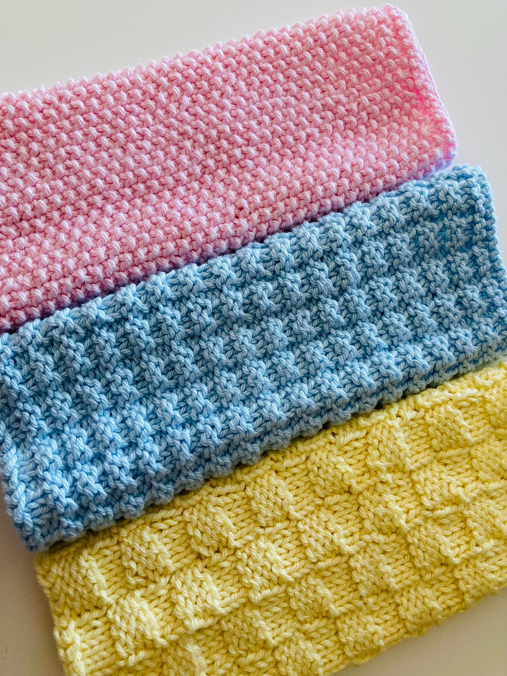 Knitting pattern ~  Cotton Kitchen Cloths / Dishcloths ~ 3 Designs ~ ENGLISH ~  PDF Download