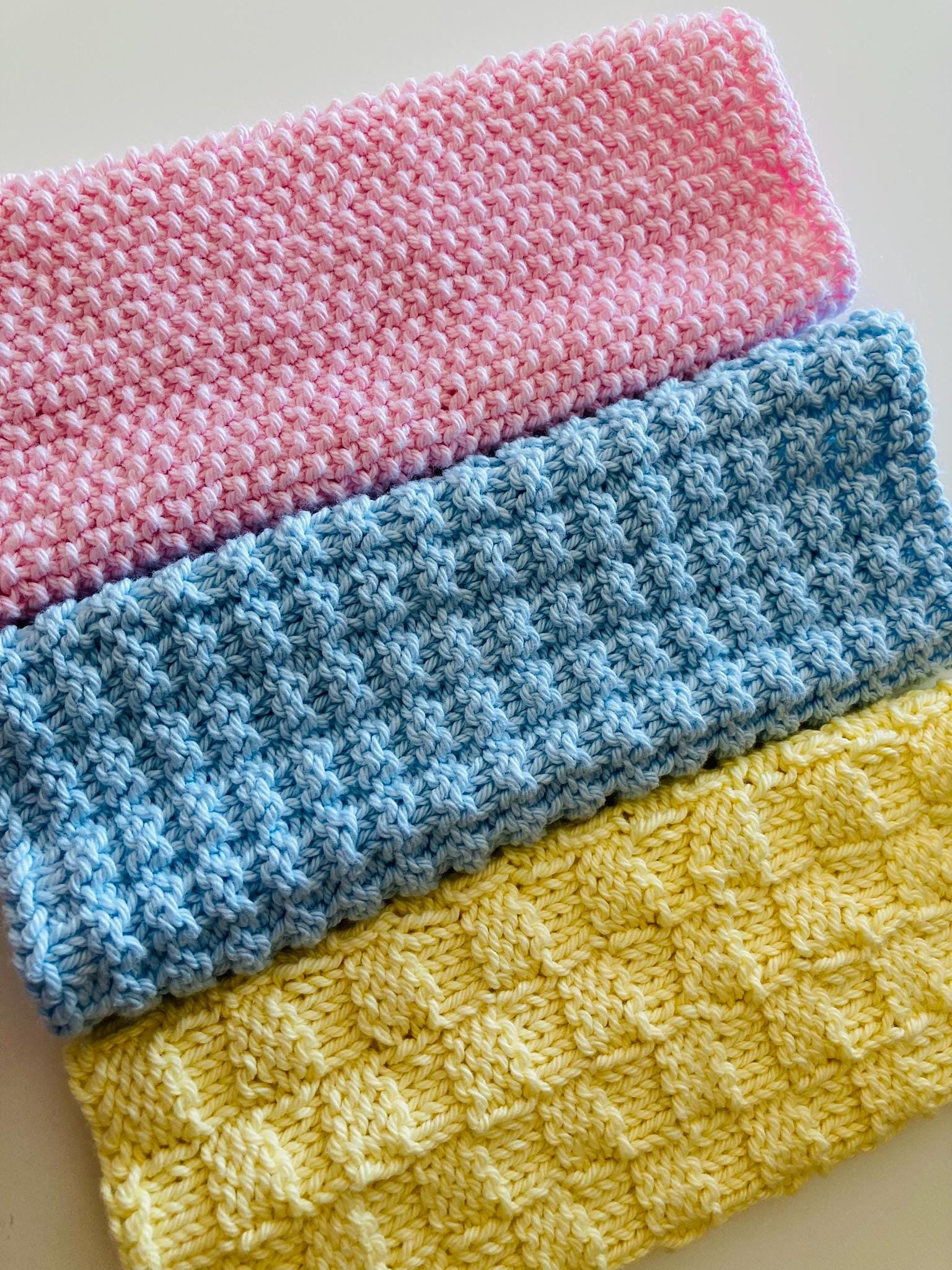 Knitting pattern ~  Cotton Kitchen Cloths / Dishcloths ~ 3 Designs ~ ENGLISH ~  PDF Download