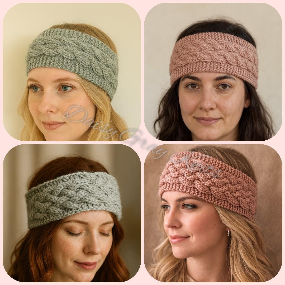 Knitting pattern ~ Cosy Cable Headbands / Ear warmers ~ ENGLISH ~ PDF Download