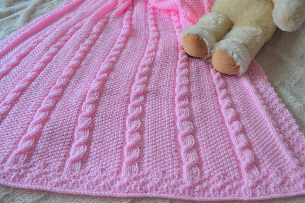 Knitting pattern ~ Cable Baby Blankets ~ Two simple designs in DK yarn ~ ENGLISH PDF Download