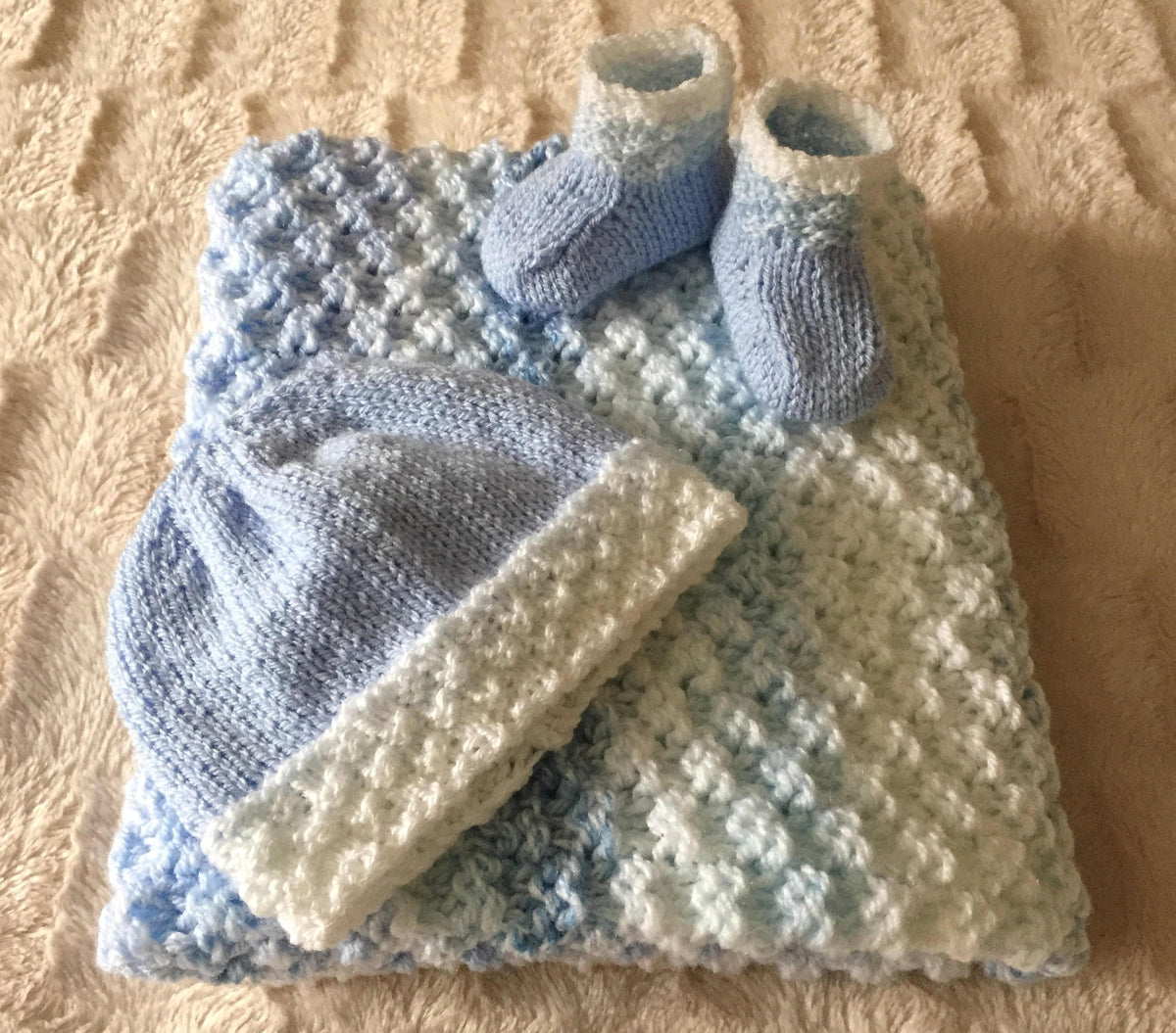 Knitting pattern ~ Colour Change New Baby Blanket Set ~ ENGLISH ~ PDF Download