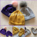 Knitting pattern ~Hat and Wrist warmers ~ Easy Knit ~ Two styles of hat ~  ENGLISH ~  PDF Download