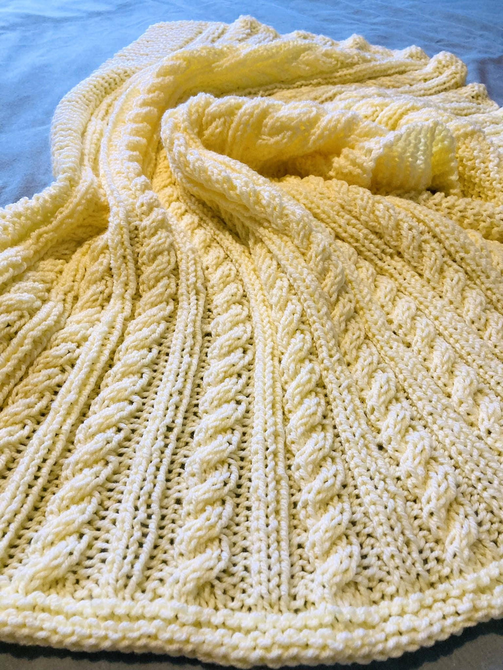 Knitting pattern ~ Easy Cable Baby Blanket in Aran or Chunky yarn ~ ENGLISH ~ PDF Download