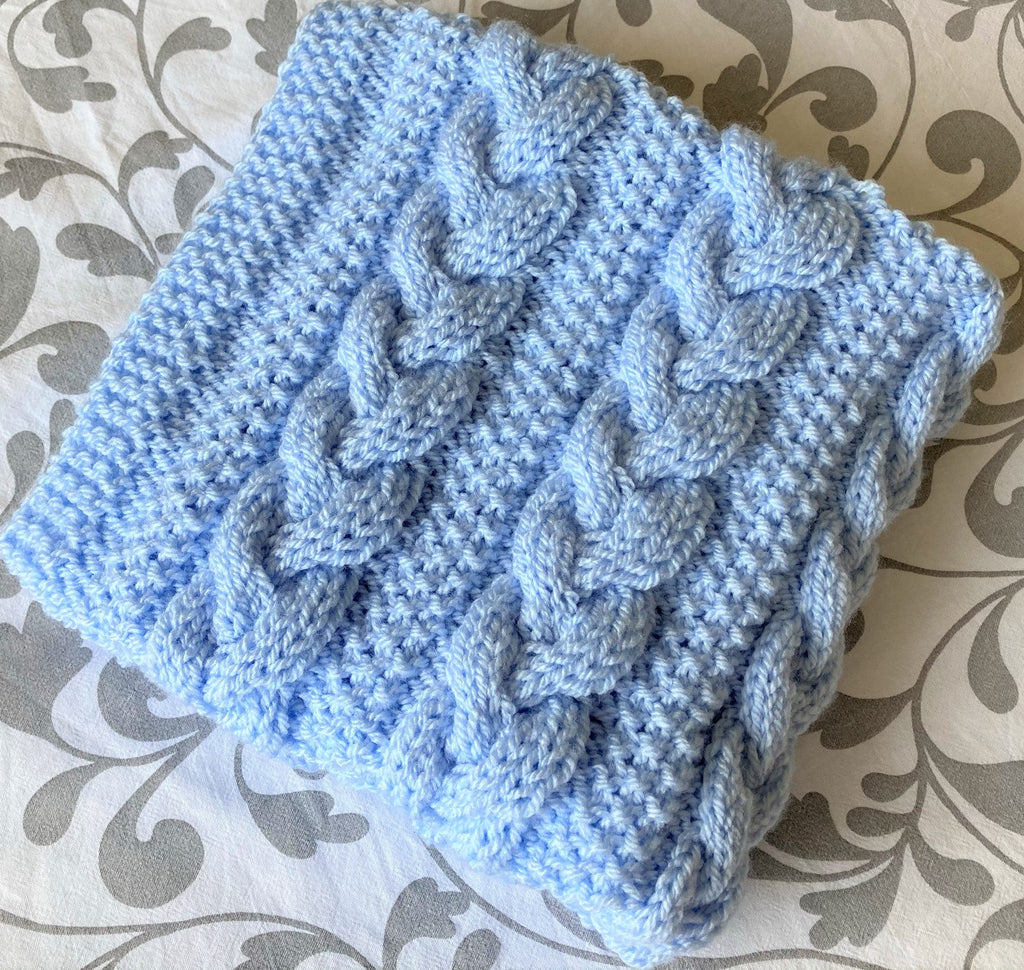Knitting pattern ~ Braided Cable Baby Blanket ~  ENGLISH ~ PDF Download