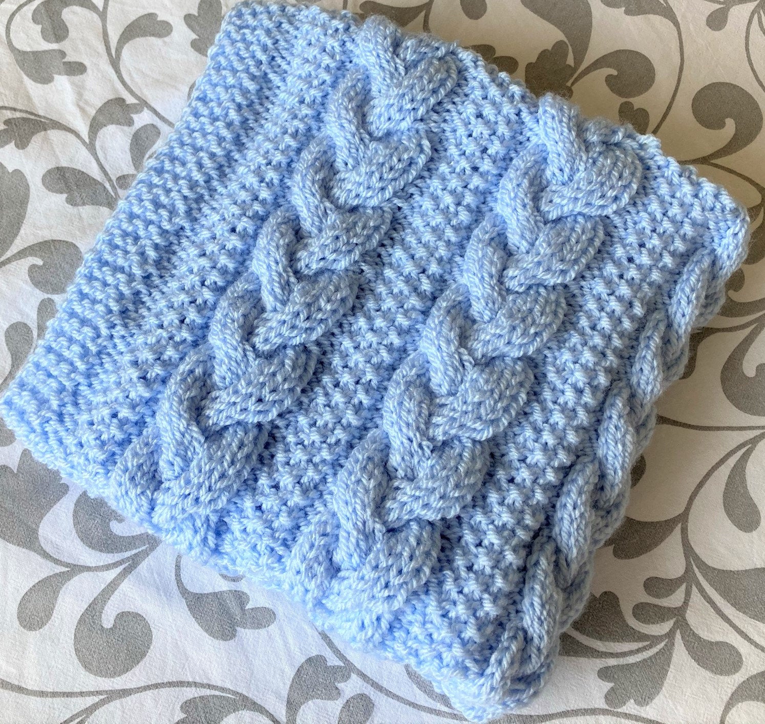 Knitting pattern ~ Braided Cable Baby Blanket ~  ENGLISH ~ PDF Download