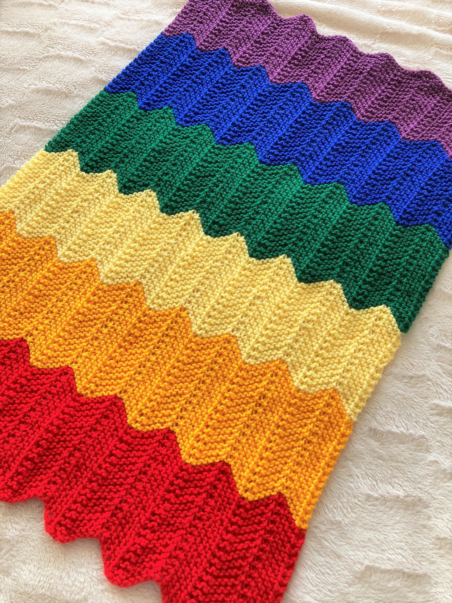 Knitting pattern ~ Rainbow Baby Blanket  ~ ENGLISH ~ PDF Download