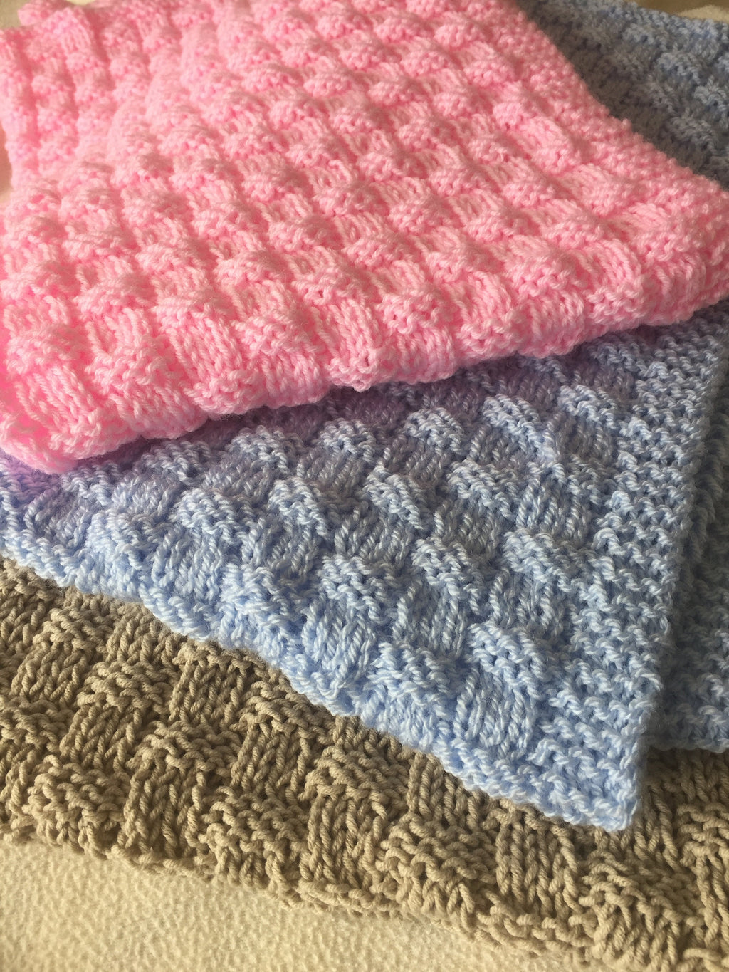 Knitting pattern ~ Quick and Easy Basket Weave Baby Blanket  ~ ENGLISH ~ PDF Download