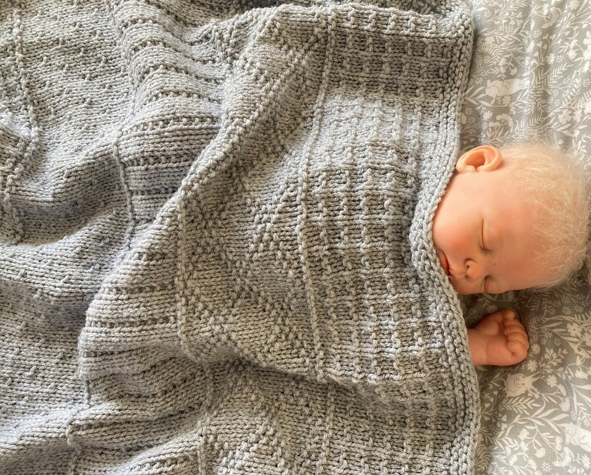 Knitting pattern ~ Easy Sampler Baby Blanket in DK Yarn ~ ENGLISH ~ PDF Download